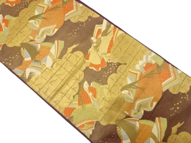 アンティーク着物 ] - 袋帯 アンティーク 十二単模様織り出し袋帯